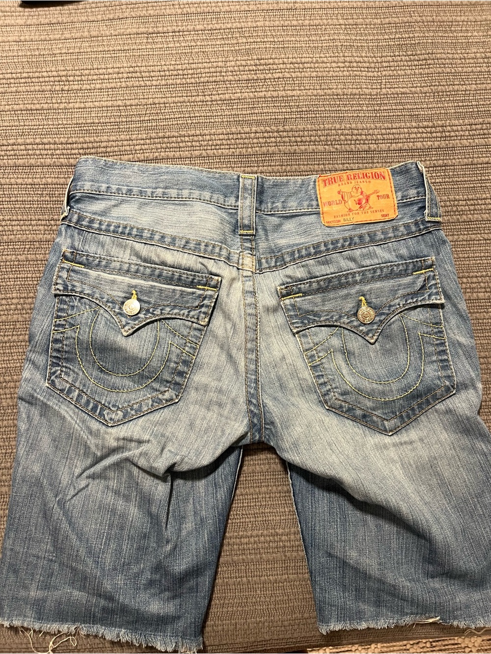 True Religion Men's Light Wash Distressed Denim Jean Shorts